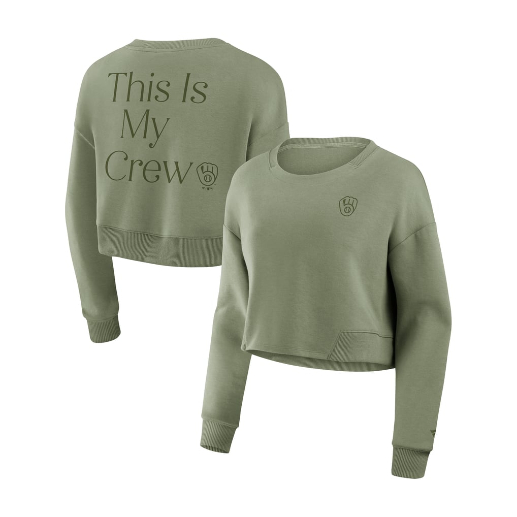 Milwaukee Brewers Fanatics Women's Studio Cropped Pullover Sweatshirt - Olive