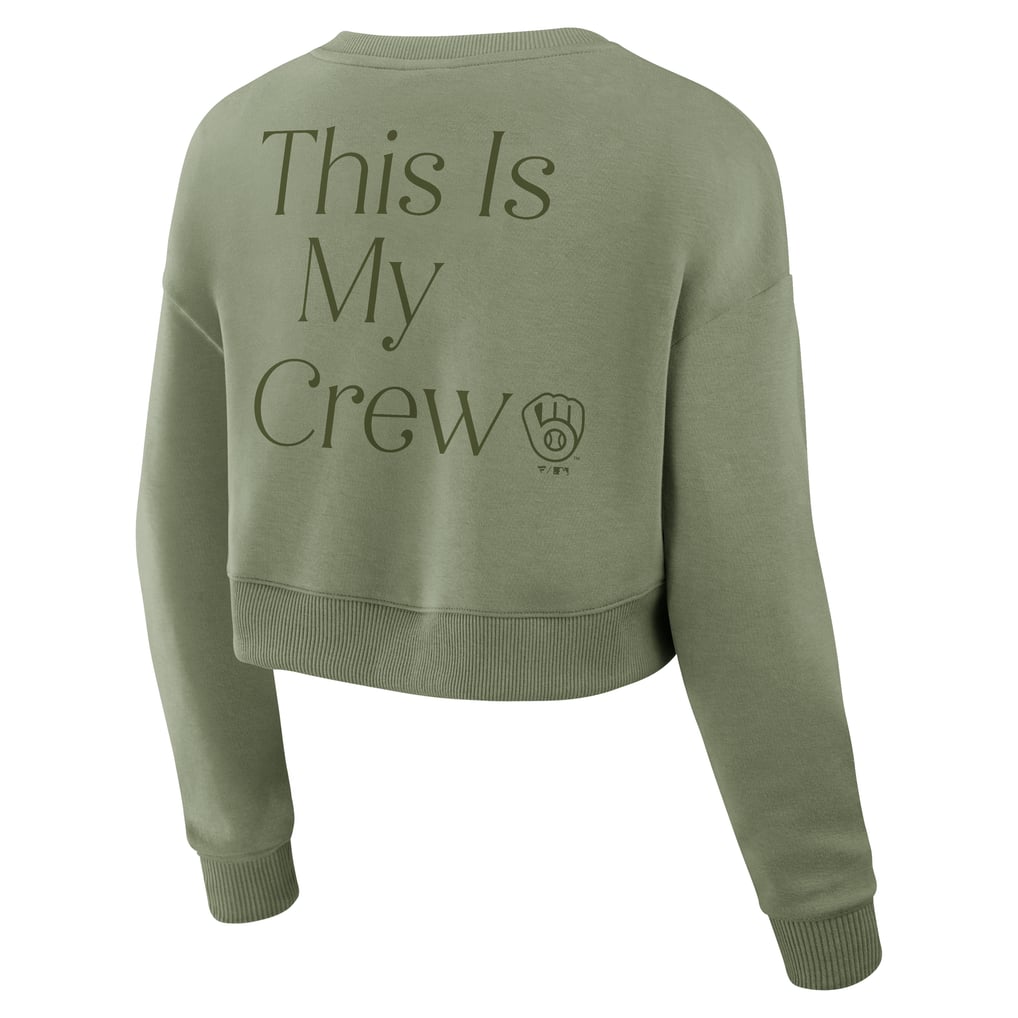 Milwaukee Brewers Fanatics Women's Studio Cropped Pullover Sweatshirt - Olive