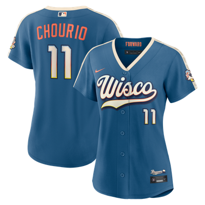 Jackson Chourio Milwaukee Brewers Nike Women's 2026 City Connect Stadium Jersey - Mineral Blue