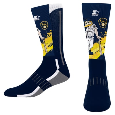 Milwaukee Brewers Starter Youth Phenom Mascot Color Splash Crew Socks - Navy
