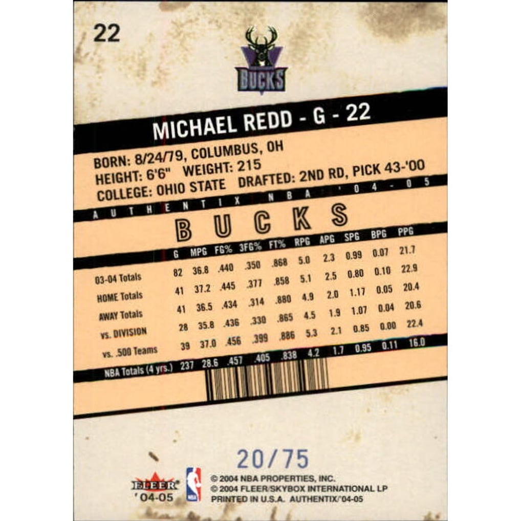 2004-05 Fleer Authentix Parallel 75 #22 Michael Redd