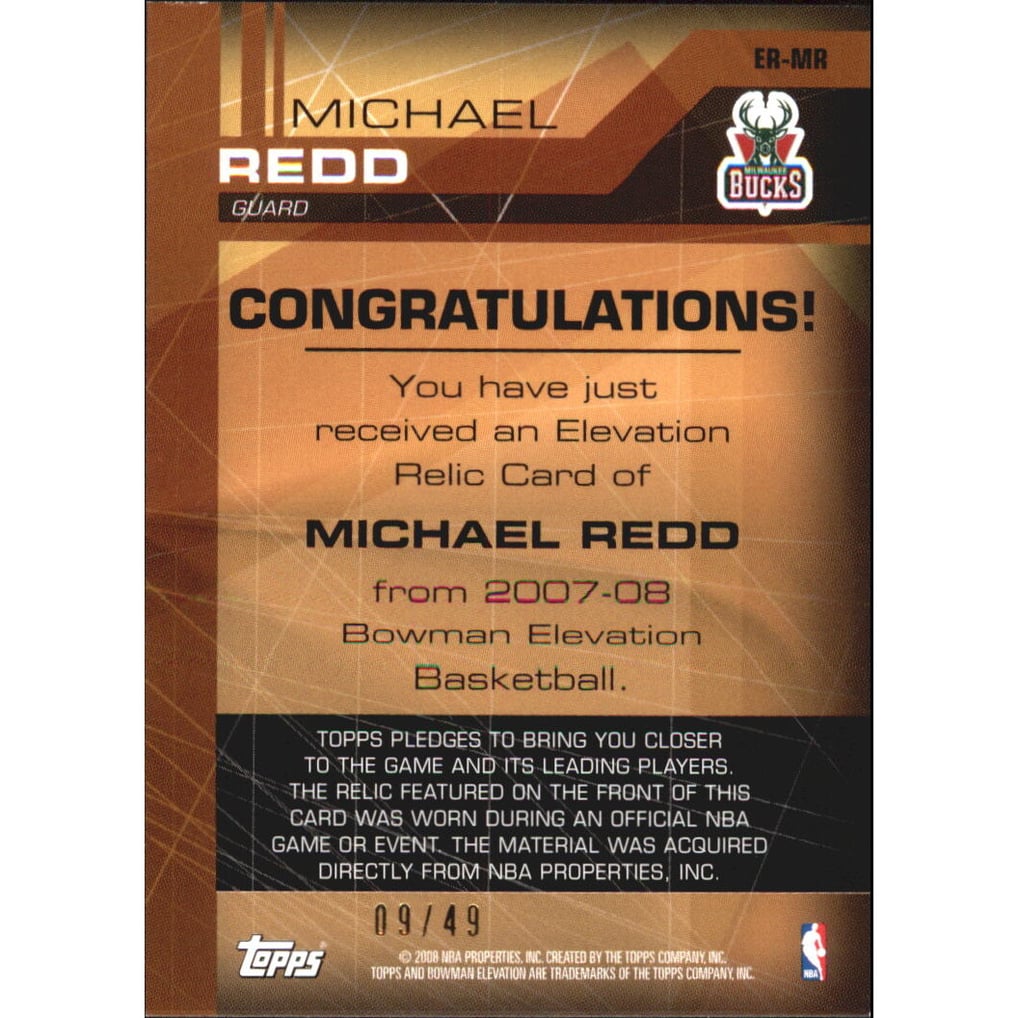 2007-08 Bowman Elevation Relics Red #MR Michael Redd