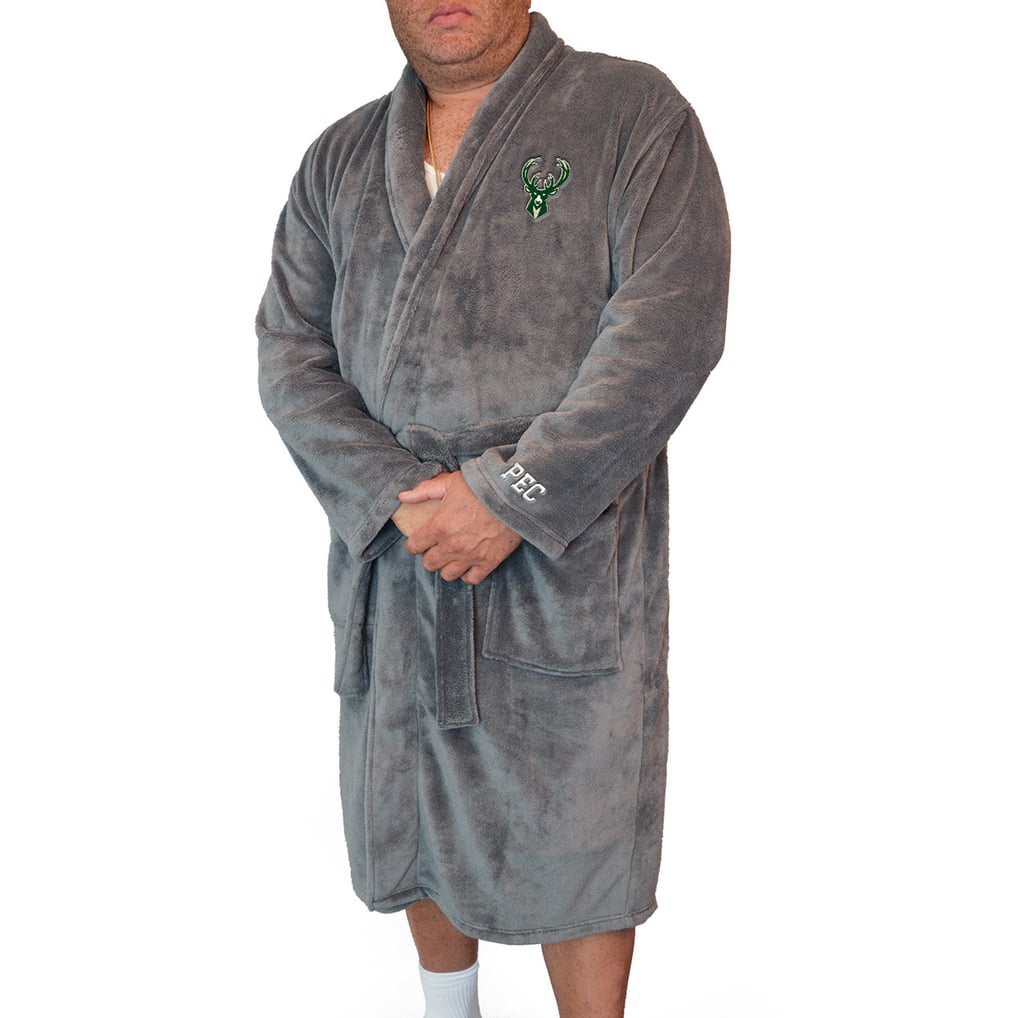 Milwaukee Bucks ISlide Personalized Boss Robe - Gray