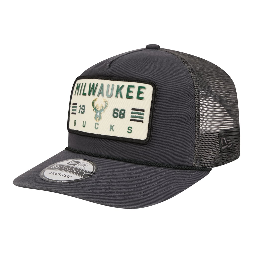  Milwaukee Bucks New Era Washed Patch 19TWENTY Adjustable Trucker Hat - Charcoal