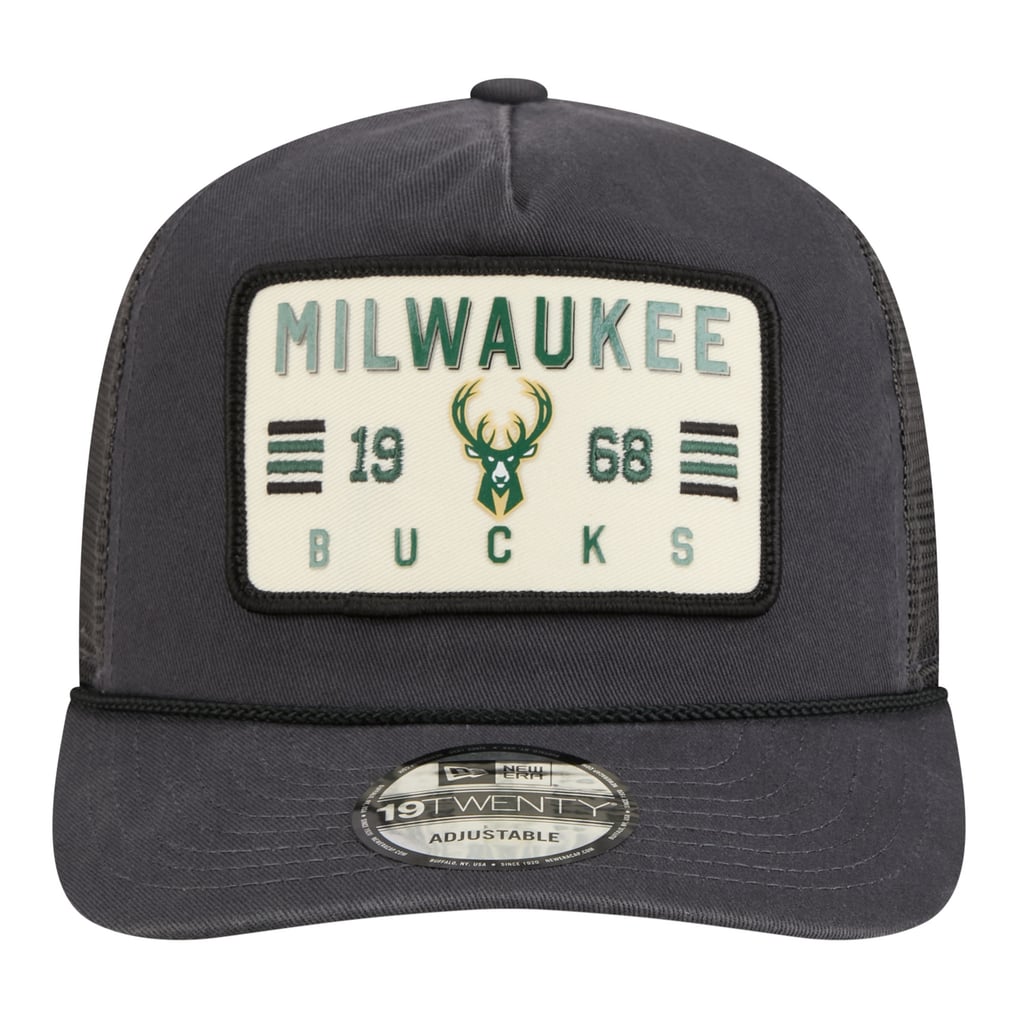  Milwaukee Bucks New Era Washed Patch 19TWENTY Adjustable Trucker Hat - Charcoal