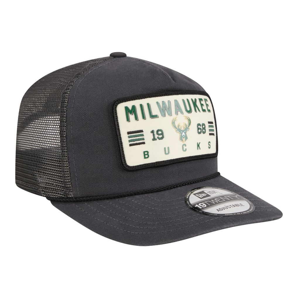  Milwaukee Bucks New Era Washed Patch 19TWENTY Adjustable Trucker Hat - Charcoal