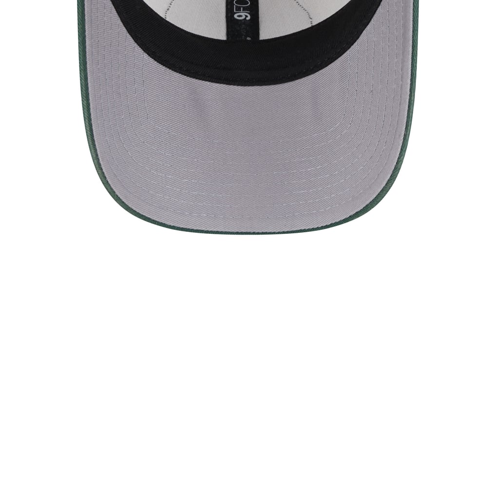 Milwaukee Bucks New Era Throwback Patch Trucker 9FORTY Adjustable Hat - Khaki/Hunter Green