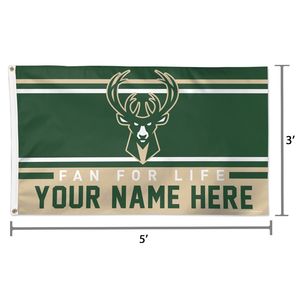 Milwaukee Bucks WinCraft 3' x 5' One-Sided Deluxe Personalized Flag