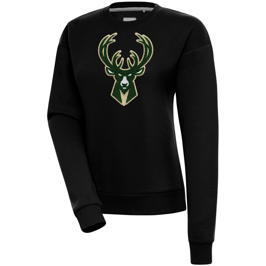  Milwaukee Bucks Antigua Women's Victory Crewneck Pullover Sweatshirt - Black