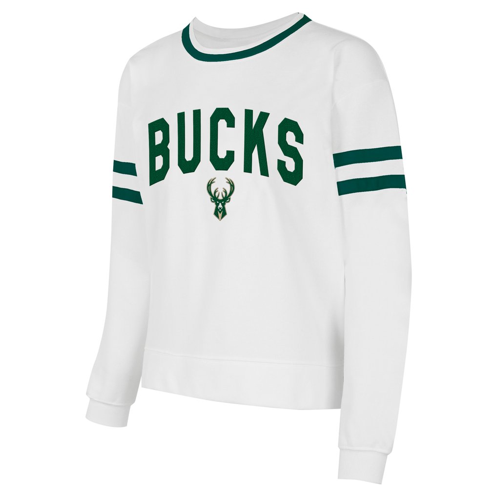  Milwaukee Bucks Concepts Sport Women's Borough Pullover Sweatshirt - White