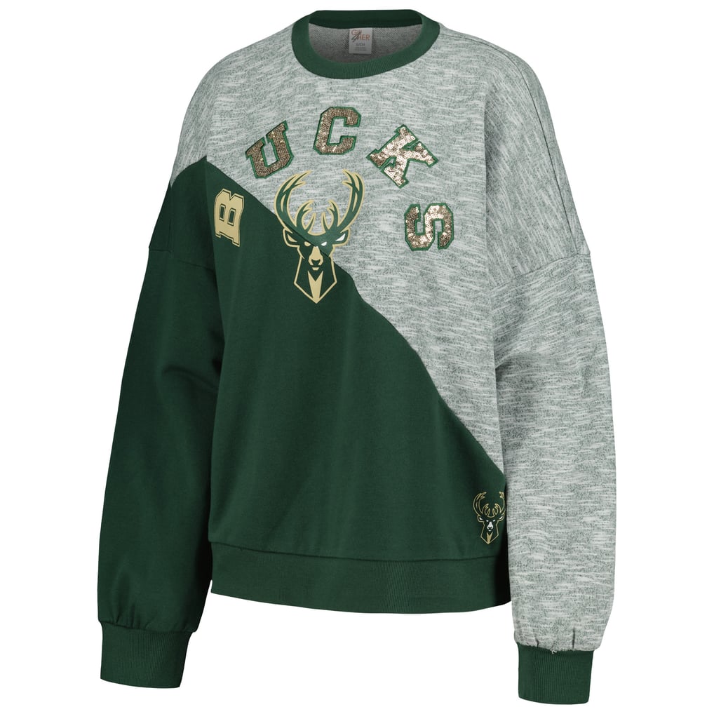 Milwaukee Bucks G-III 4Her by Carl Banks Women's Benches Split Pullover Sweatshirt - Hunter Green