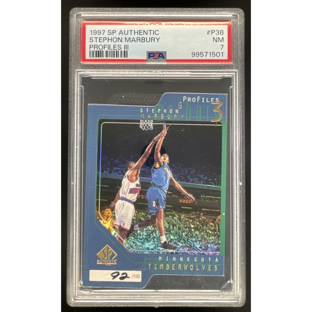 1997-98 SP Authentic ProFiles Level 3 #P38 Stephon Marbury /100 PSA 7