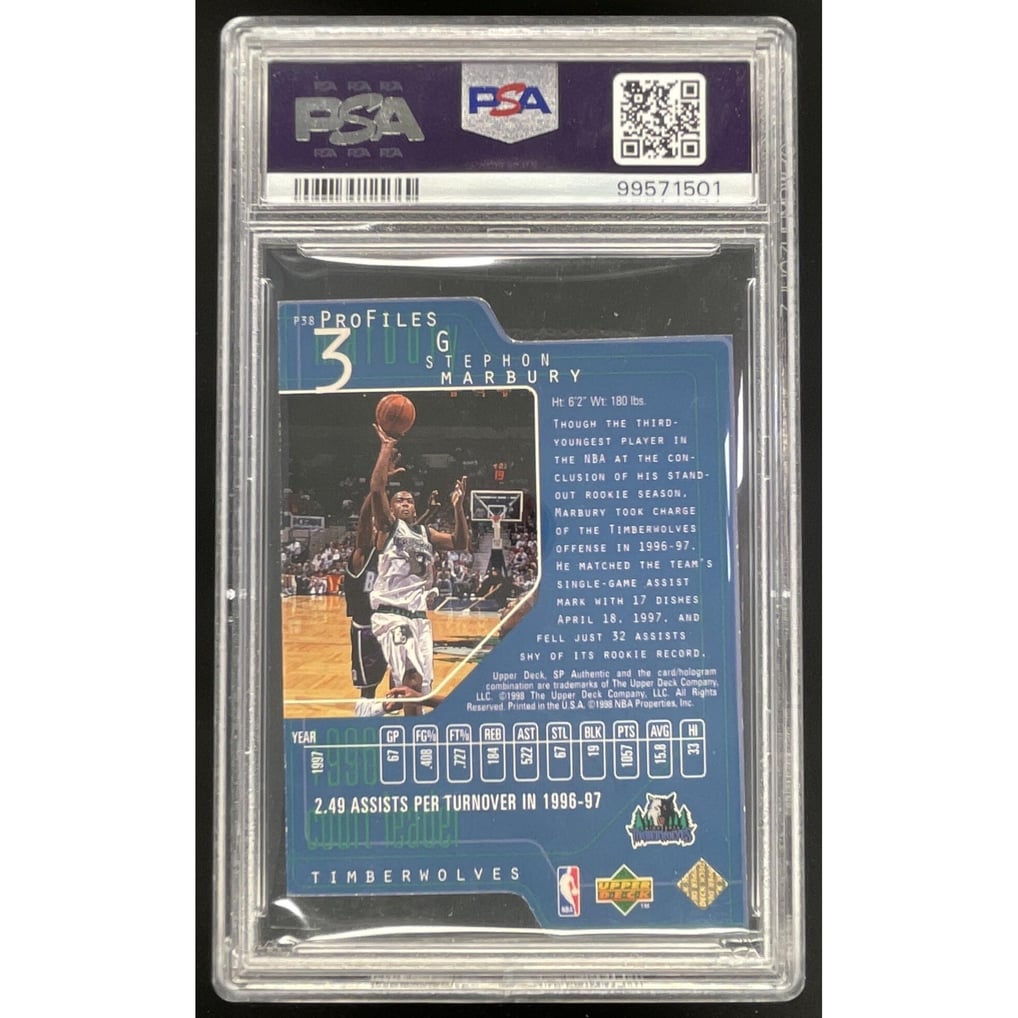 1997-98 SP Authentic ProFiles Level 3 #P38 Stephon Marbury /100 PSA 7