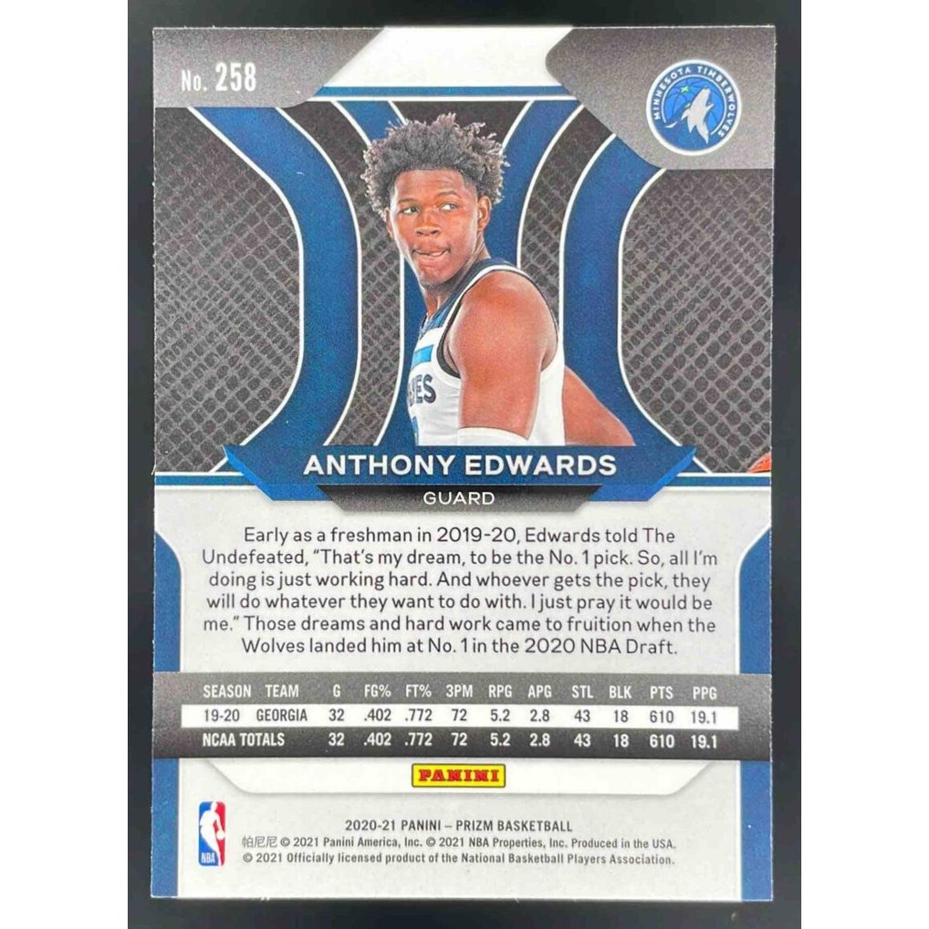 2020-21 Panini Prizm #258 Anthony Edwards RC