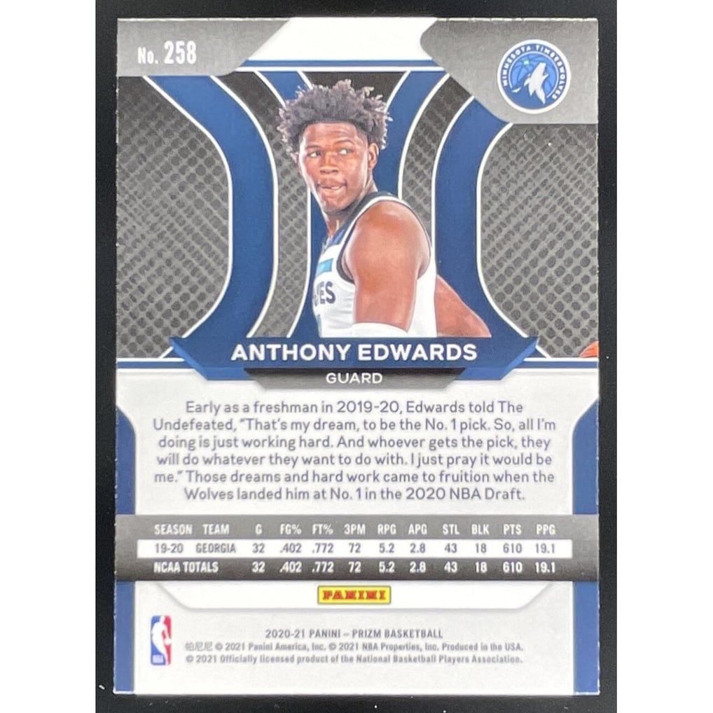 2020-21 Panini Prizm #258 Anthony Edwards RC