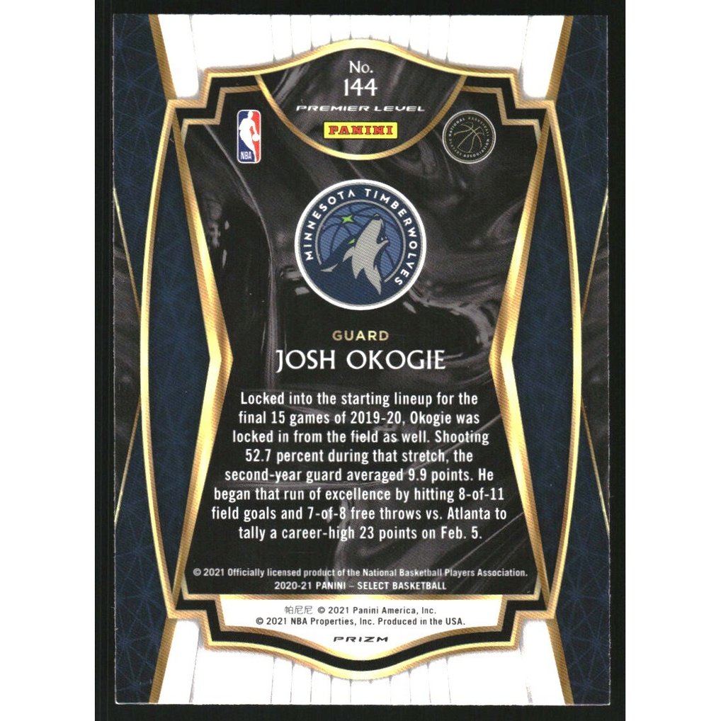 2020-21 Select Prizms Gold Wave #144 Josh Okogie