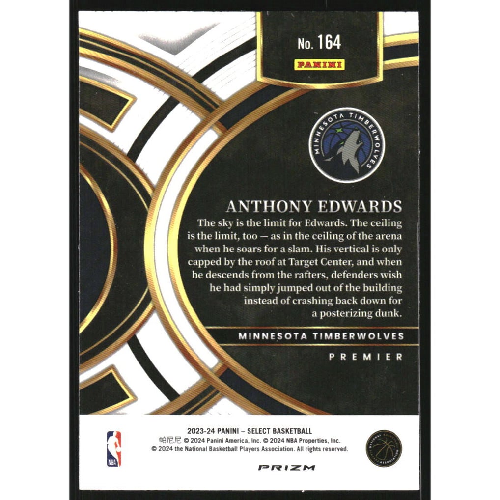 2023-24 Select Prizms Orange Tectonic #164 Anthony Edwards