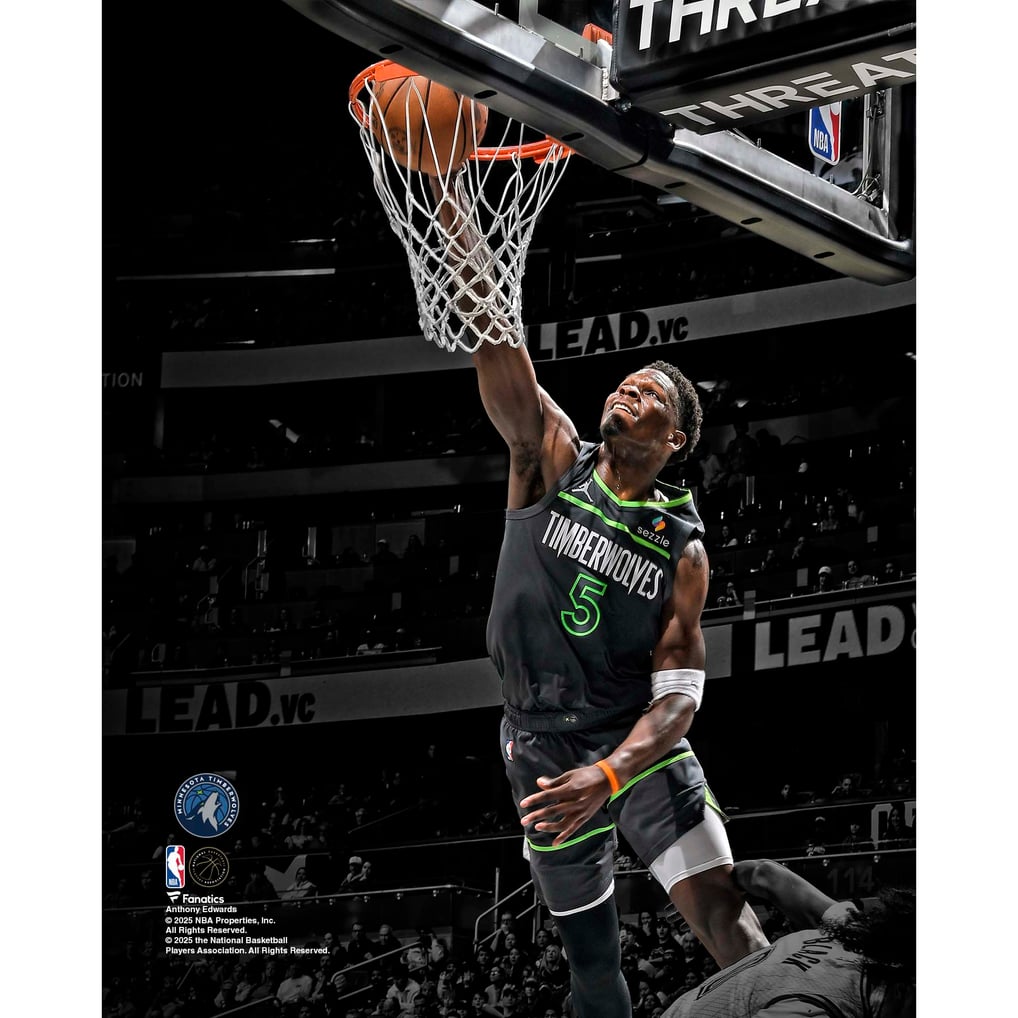 Anthony Edwards Minnesota Timberwolves Unsigned Fanatics Authentic Dunk vs. Orlando Magic Spotlight Photograph