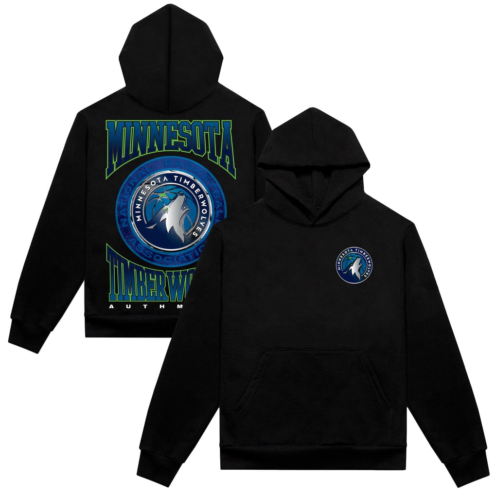 Minnesota Timberwolves Authmade Vintage Metal Premium Heavyweight Pullover Hoodie - Black