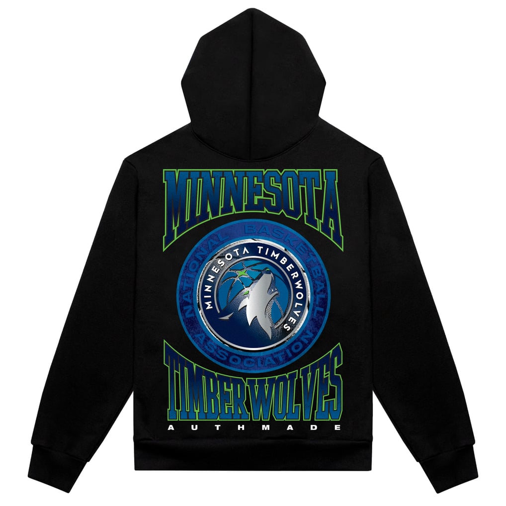 Minnesota Timberwolves Authmade Vintage Metal Premium Heavyweight Pullover Hoodie - Black