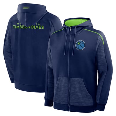 Minnesota Timberwolves Fanatics Back Door Cut Play Defender Full-Zip Hoodie - Navy
