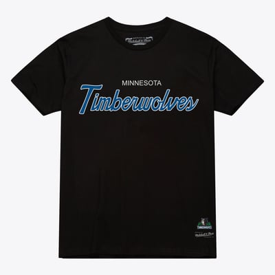 Minnesota Timberwolves Mitchell & Ness Vintage Wordmark T-Shirt - Black