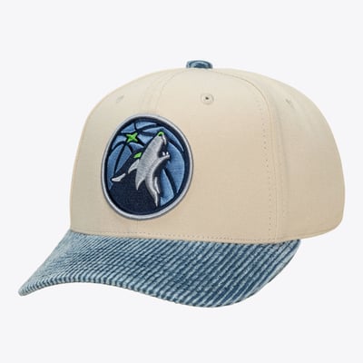 Minnesota Timberwolves Mitchell & Ness Washed Corduroy Pro Crown Snapback Hat - Cream/Blue