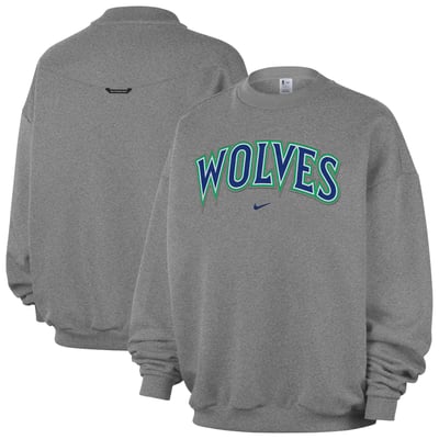  Minnesota Timberwolves Nike Standard Issue Wordmark Fleece Crewneck Sweatshirt - Dark Heather Gray