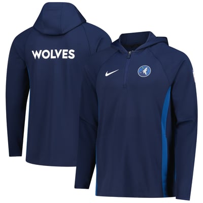  Minnesota Timberwolves Nike Authentic On Court Zone Quarter-Zip Dri-FIT Hoodie Jacket - Navy