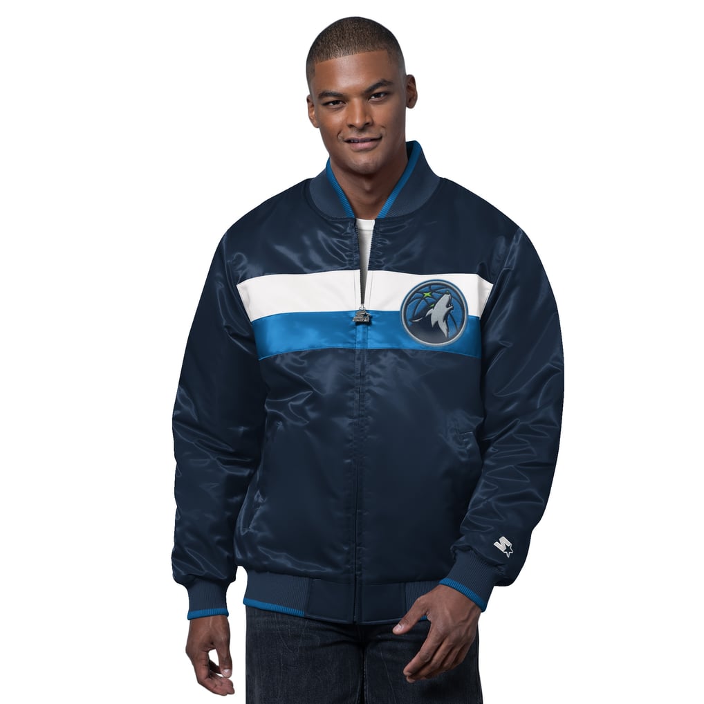 Minnesota Timberwolves Starter The Ambassador Satin Varsity Jacket - Navy/Blue