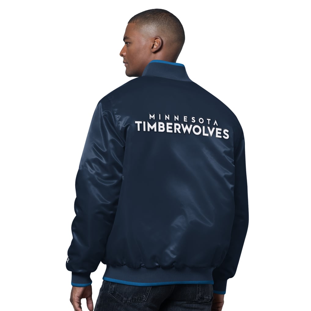 Minnesota Timberwolves Starter The Ambassador Satin Varsity Jacket - Navy/Blue