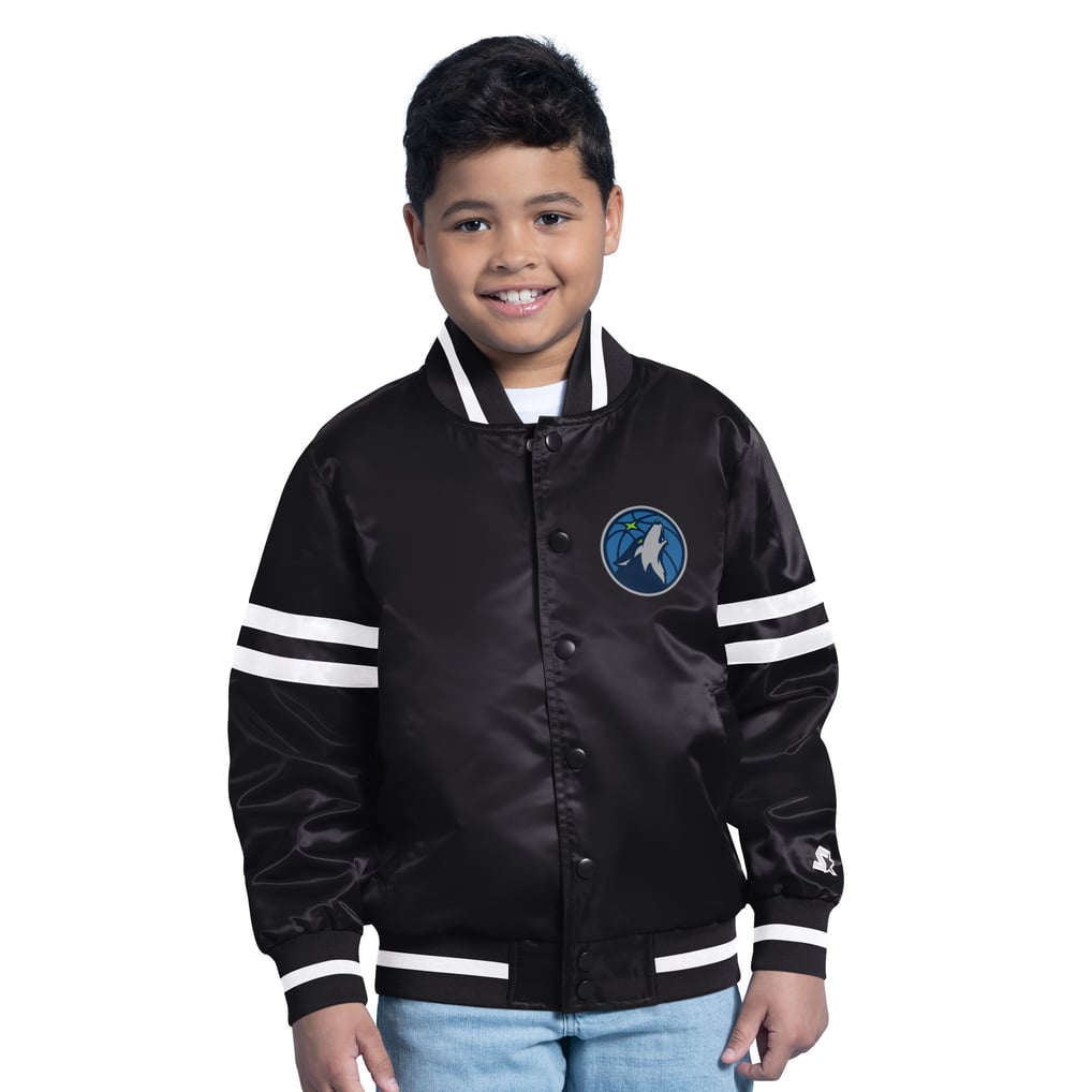  Minnesota Timberwolves Starter Youth Satin Full-Snap Varsity Jacket - Black