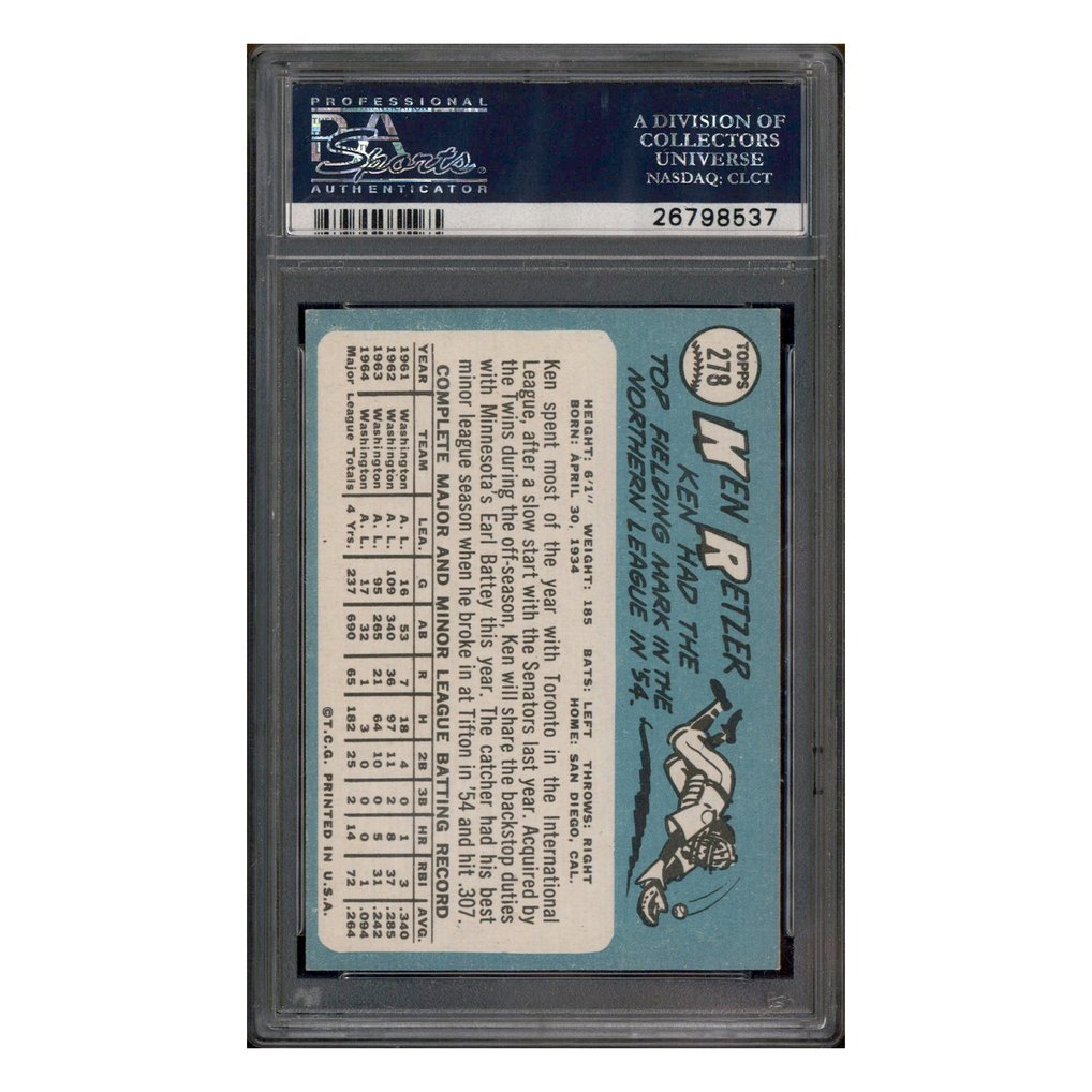 1965 Topps #278 Ken Retzer PSA 8