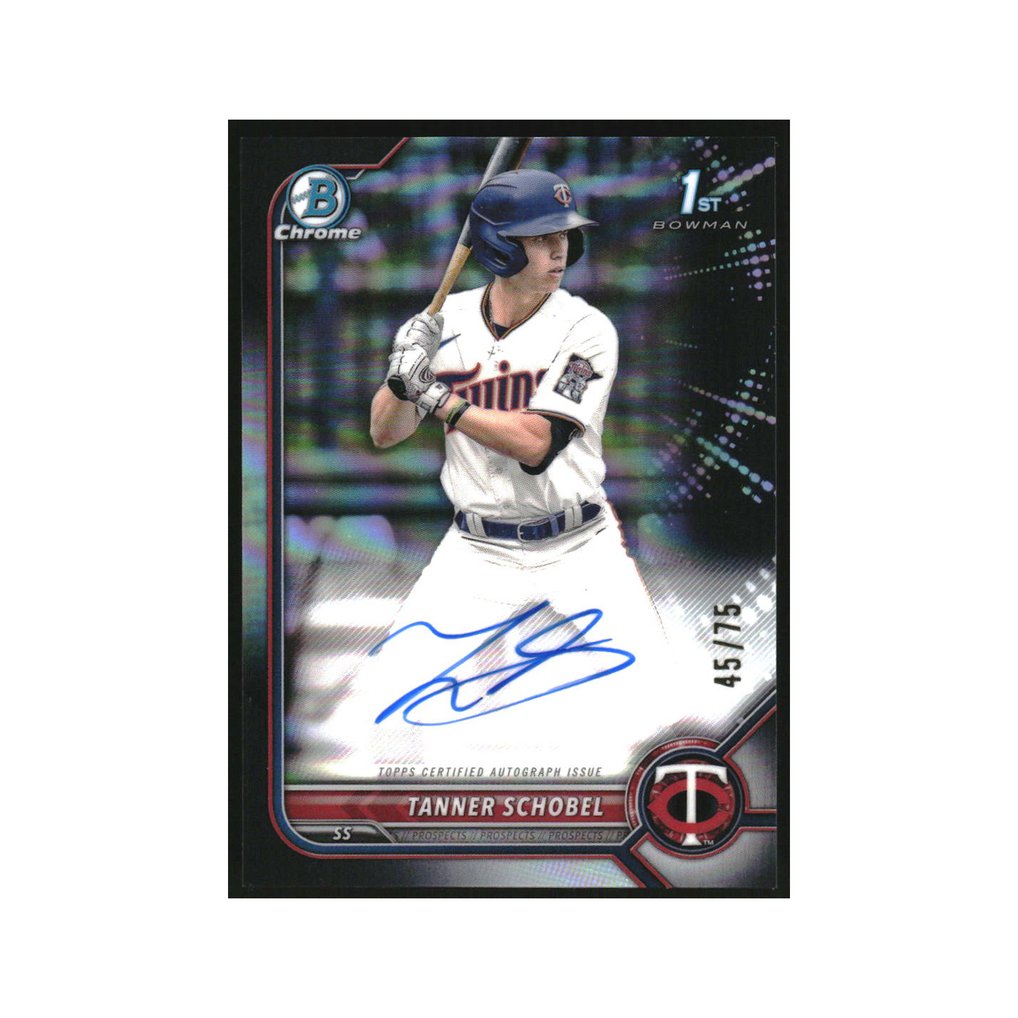 2022 Bowman Chrome Draft Autographs Black Refractors Tanner Schobel RC Auto /75