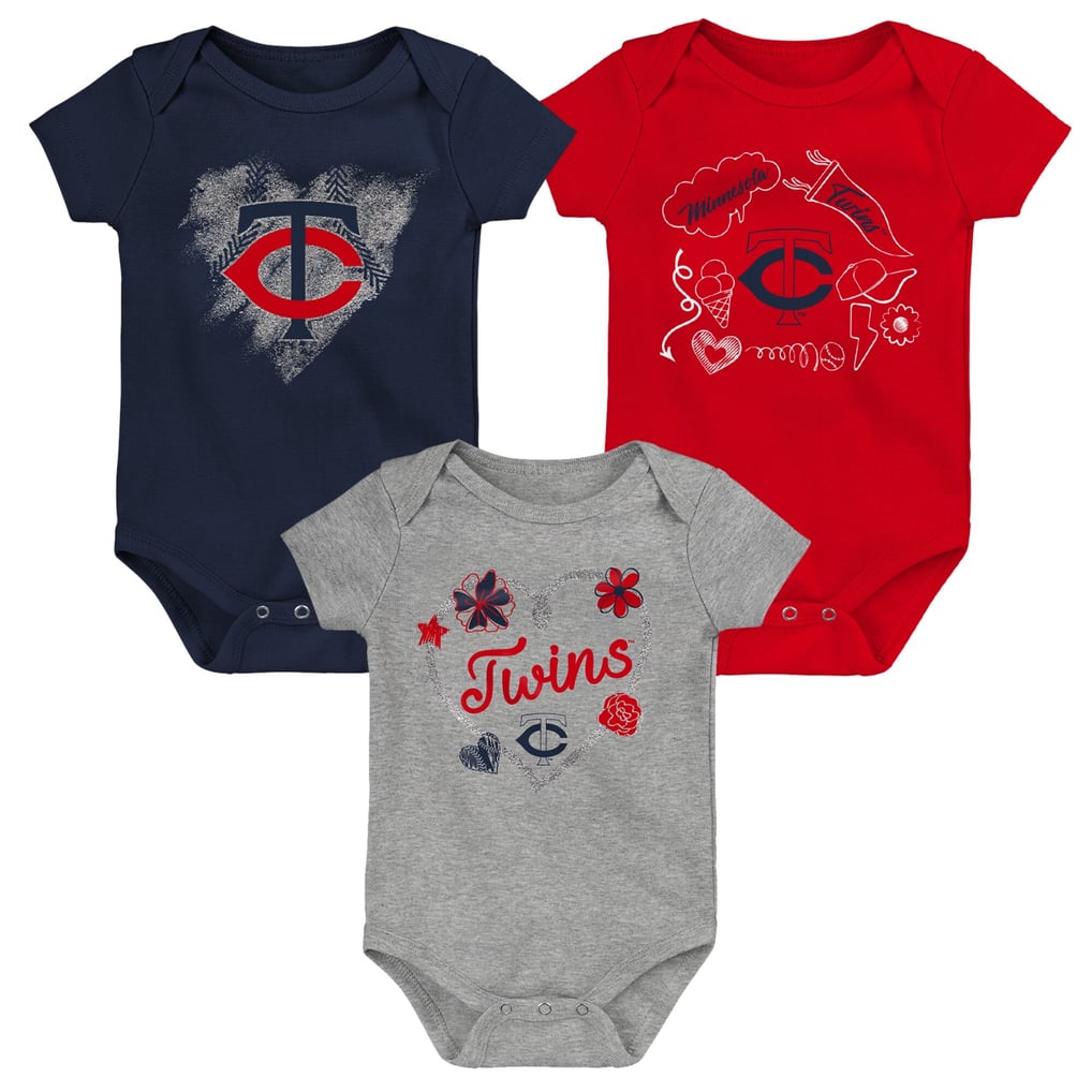 Minnesota Twins Infant Batter Up 3-Pack Bodysuit Set - Navy/Red/Gray