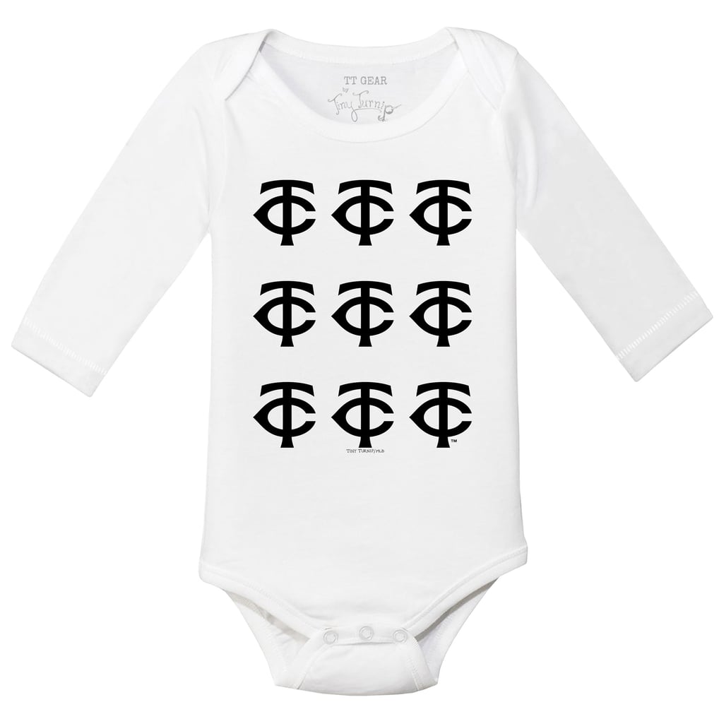  Minnesota Twins Tiny Turnip Infant Logo Grid Long Sleeve Bodysuit - White