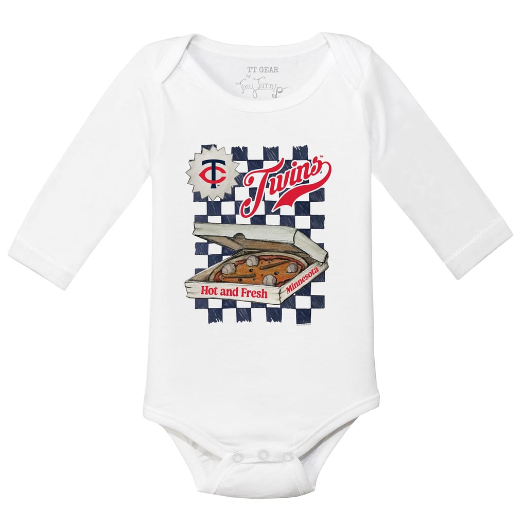 Minnesota Twins Tiny Turnip Infant Pizza Long Sleeve Bodysuit - White