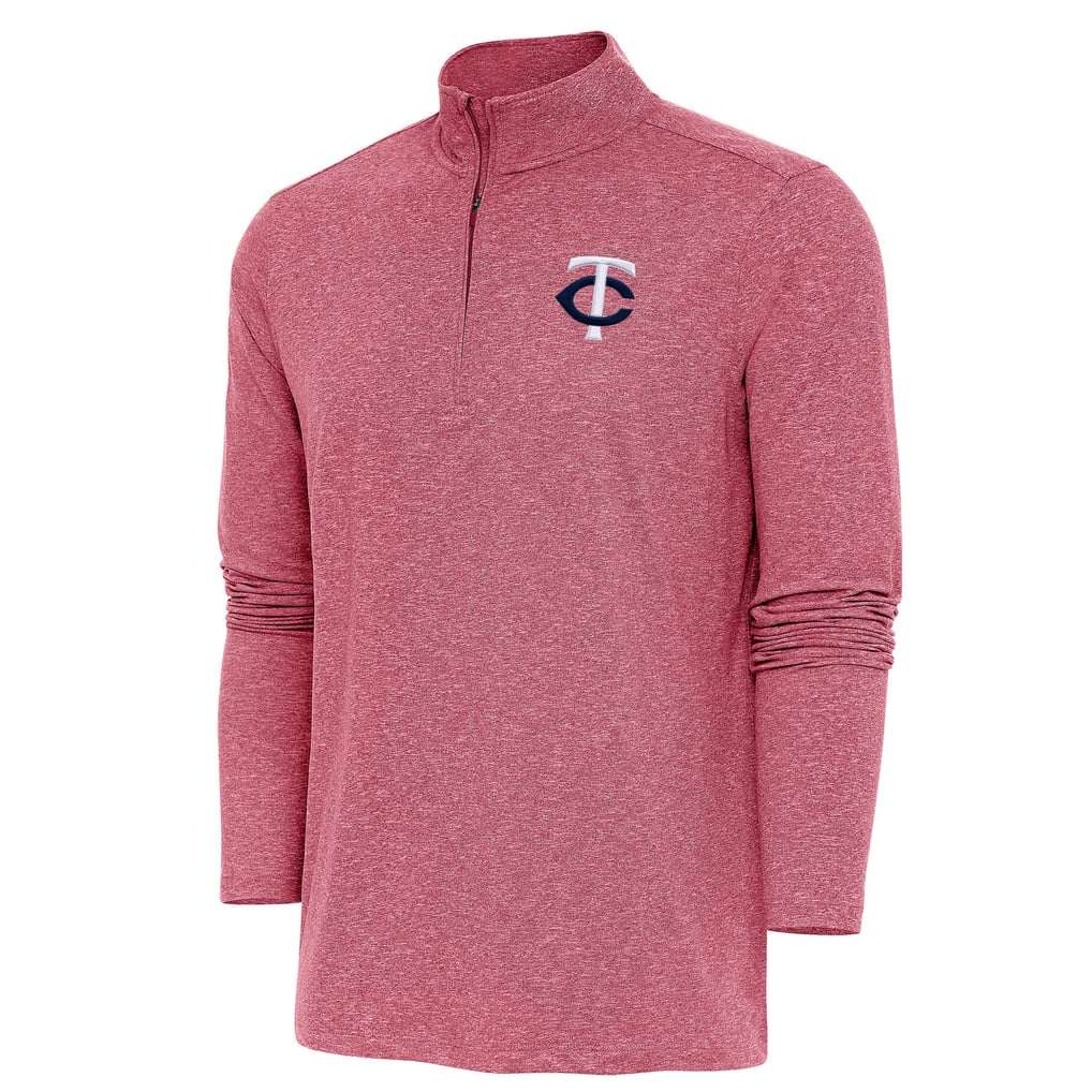  Minnesota Twins Antigua Hunk Quarter-Zip Pullover Top - Heather Red
