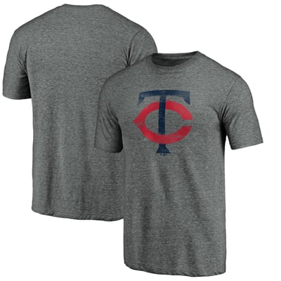 Minnesota Twins Weathered Official Logo Tri-Blend T-Shirt - Heather Gray