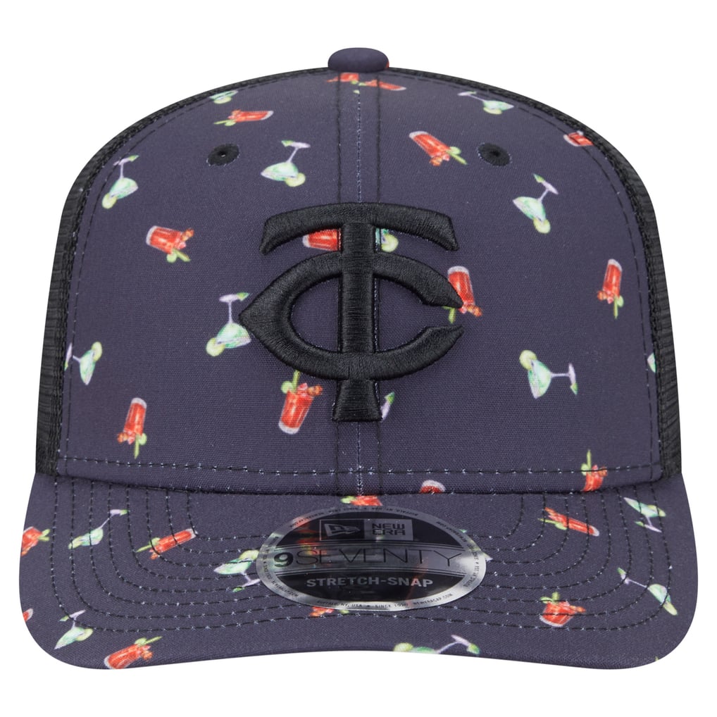 Minnesota Twins New Era Adventure Drinks Pattern 9SEVENTY Stretch-Snap Hat - Black