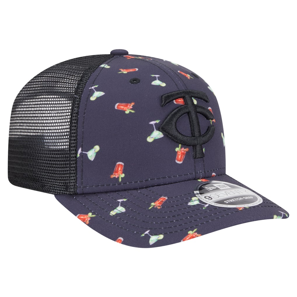 Minnesota Twins New Era Adventure Drinks Pattern 9SEVENTY Stretch-Snap Hat - Black