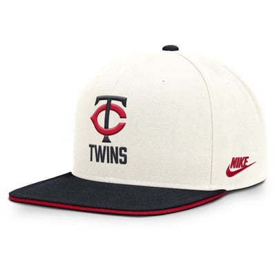 Minnesota Twins Nike Cooperstown Pro Dri-FIT Snapback Hat - Cream/Navy