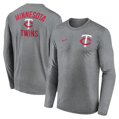 Minnesota Twins Nike 2-Hit Legend Dri-FIT Long Sleeve T-Shirt - Heather Charcoal