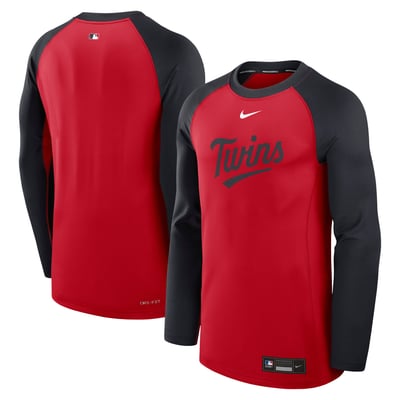 Minnesota Twins Nike Authentic Collection Game Time Raglan Dri-FIT Long Sleeve T-Shirt - Red/Navy