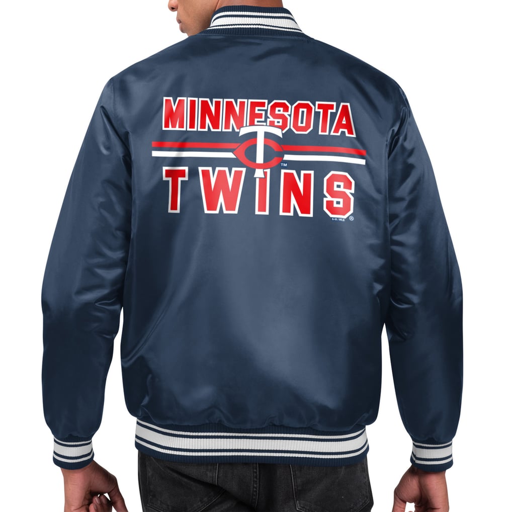  Minnesota Twins Starter Printed Team Logo Satin Varsity Full-Snap Jacket - Navy