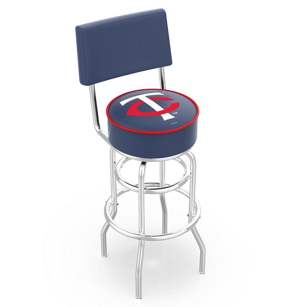 Minnesota Twins 25" Double Ring Chrome Swivel Counter Stool