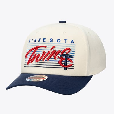  Minnesota Twins Mitchell & Ness Unisex Retro Lines Stretch Snapback Hat - Cream