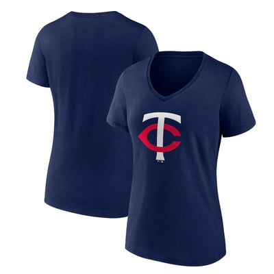  Minnesota Twins Logo Athletic Women's Official Logo Athletic V-Neck T-Shirt - Navy
