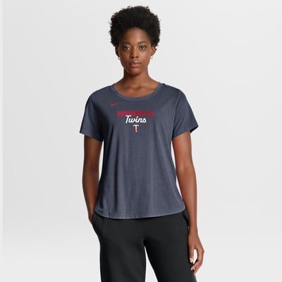 Minnesota Twins Nike Women's Arched Tri-Blend T-Shirt - Heather Navy