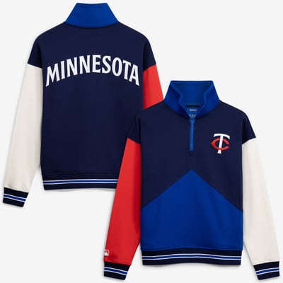  Minnesota Twins Terez Women's Colorblock Quarter-Zip Pullover - Navy
